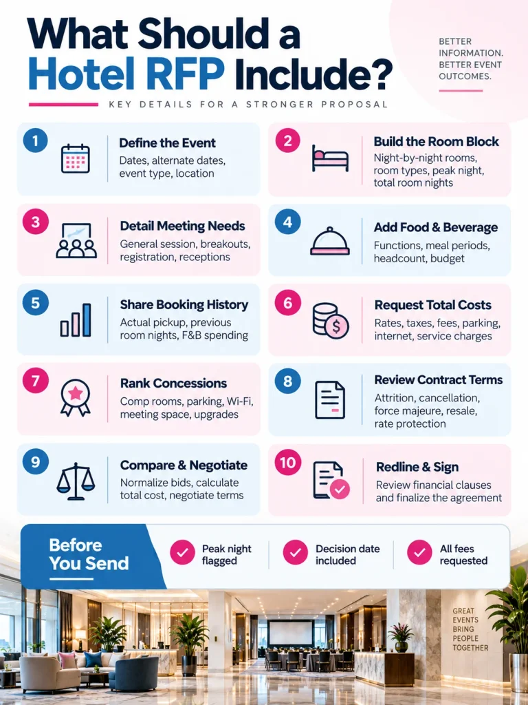 Hotel RFP group booking process from room block planning to contract negotiation